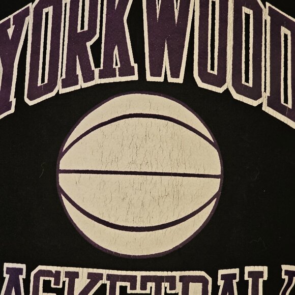 VTG 90s Yorkwood Basketball Sweatshirt Black Russell Athletics Sz XL Made In USA - Picture 9 of 10